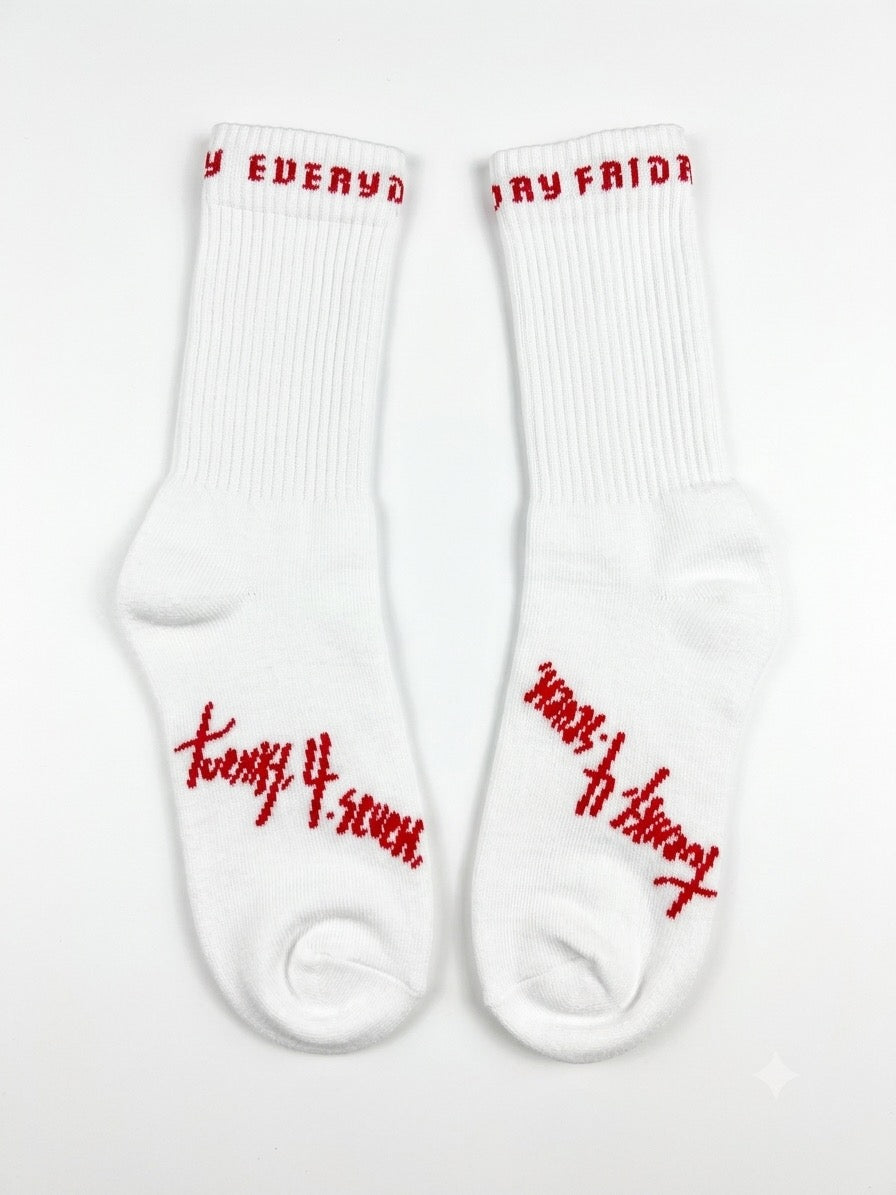 Everyday Friday University | white/Cherry Red twenty.4.seven. Socks