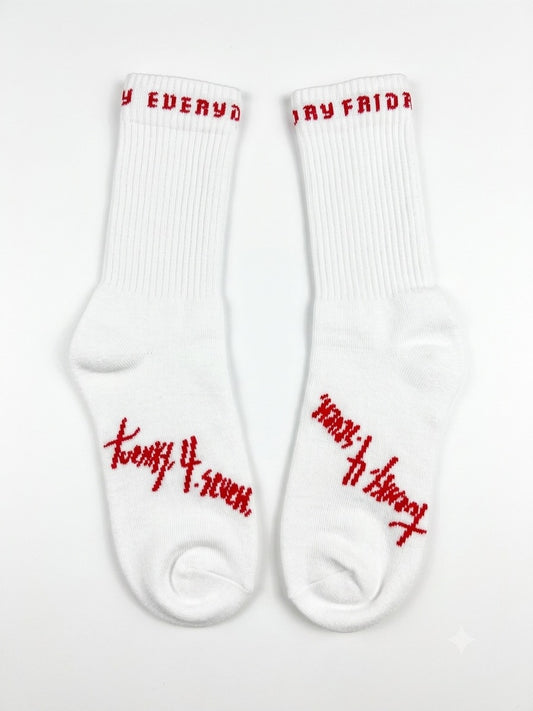 Everyday Friday University | white/Cherry Red twenty.4.seven. Socks